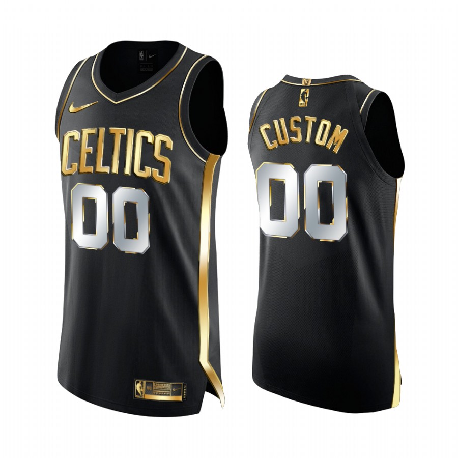 Men's Boston Celtics Custom #00 Limited Edition Black Golden 2020-21 Jersey 2401LJYQ